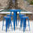 Colbert 30'' Round Metal Indoor-Outdoor Bar Table Set with 4 Square Seat Backless Stools-24678657-24678664