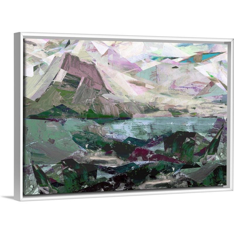 Île Sainte, 2017 - impression d'art graphique, Cadre flottant blanc, H 26 po x l 38 po x P 1,75 po