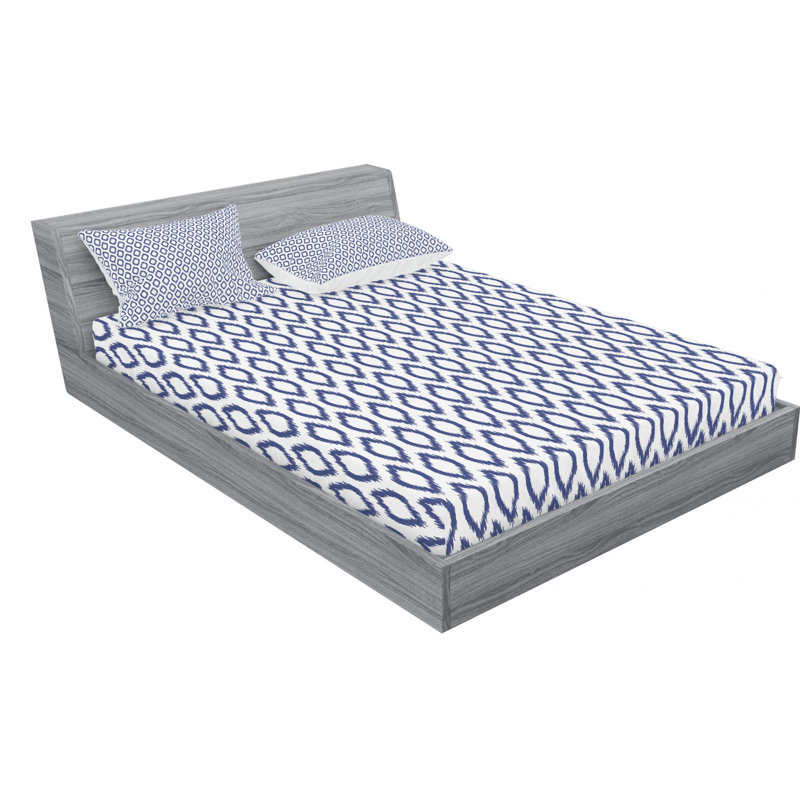 Microfiber Ikat Sheet Set, Queen Sheet Set with Fitted Sheet