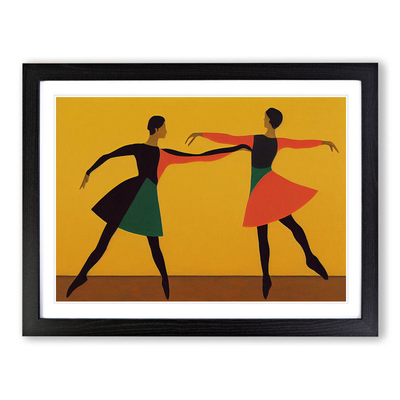 Two Ballerina Dancers - Framed Print, 34cm H x 46cm W x 2cm D, Black