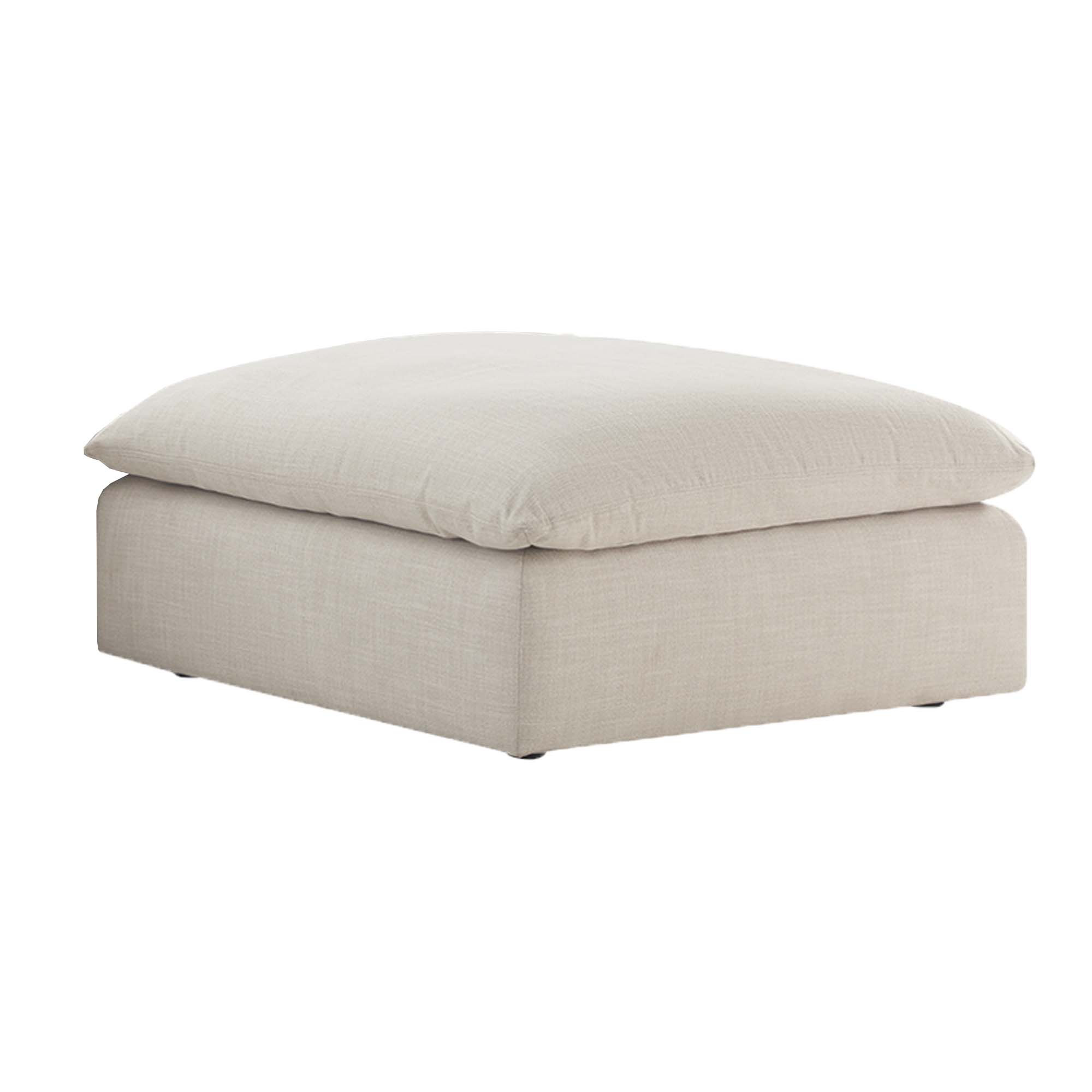  Annabella 41" Upholstered Ottoman, Effie Linen Performance Weave