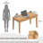 Mid Century Modern Solid Wood Desk with Drawers and Smooth Edges for Home Office, Living Room, Natural Wood Finish