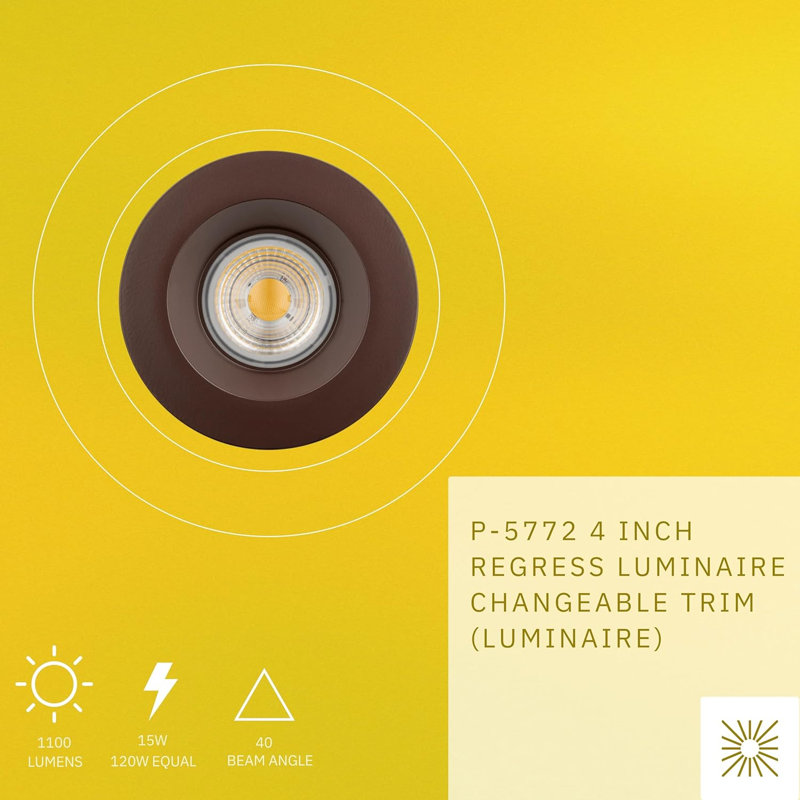Éclairage encastré 4K rond noir lisse 15 W 1100 lumens 3K blanc chaud, Bronze