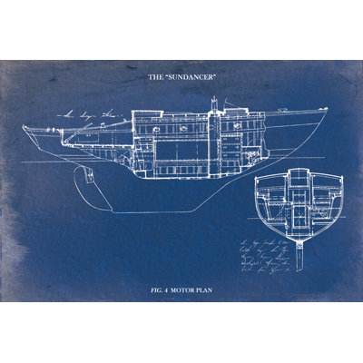 Sundancer Cruiser Blueprint - Wrapped Canvas Art Prints