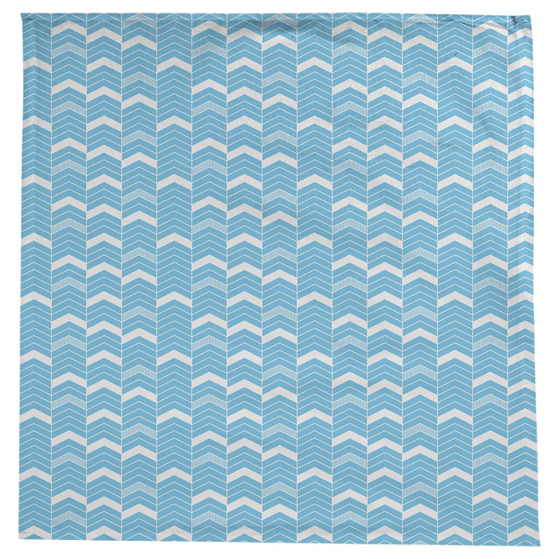 Stephenie Lined Chevrons Tablecloth, Teal/White