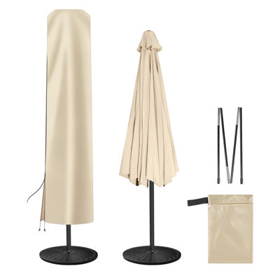 Patio Umbrella Cover - Waterproof 420D Oxford Outdoor Umbrella Covers With Folding Rod. Parasol Cover For 7.5Ft 8Ft 9Ft 10Ft 11Ft (Beige)