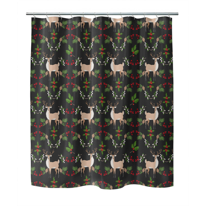 Rideau de douche Botanical Deer, Gris anthracite