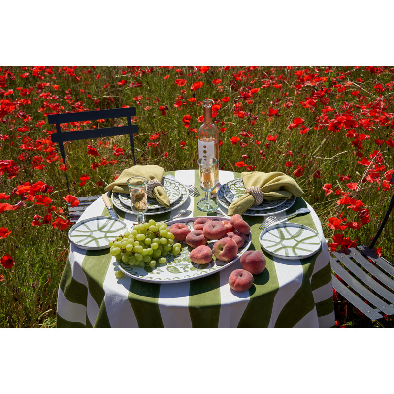 Amalfi Oval Serving Tray - White/Blue - 15.7" x 11", White, Green