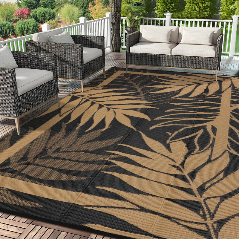 Outdoor Plastic Mat for Patio & Garden Modern Decorative Area Rug Portable Durable for Deck Backyard Porch RV & Camping