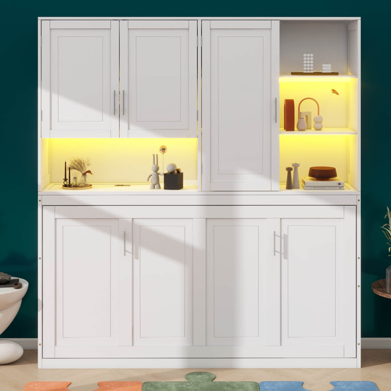 Lit escamotable simple à économie d'espace avec armoire de rangement et cadre de lit pliable multifonctionnel avec éclairage et connecteurs USB