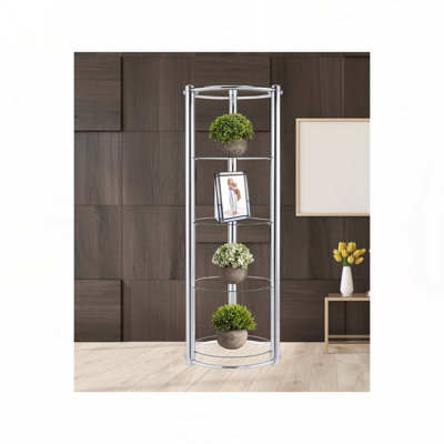 Triangle Display Shelf Tempered Glass/Chrome Frame