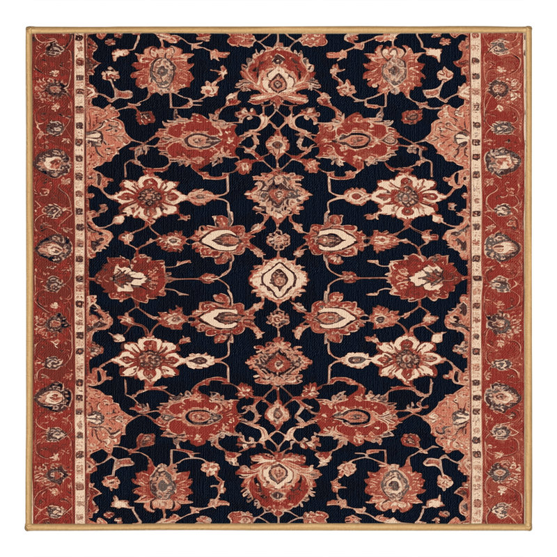 Machine Washable Persian Brown Area Rug, Square 7'