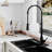 Spring Pull Down Sprayer Kitchen Faucet with Dual-Function Spray Head and Deck Plate-76655465