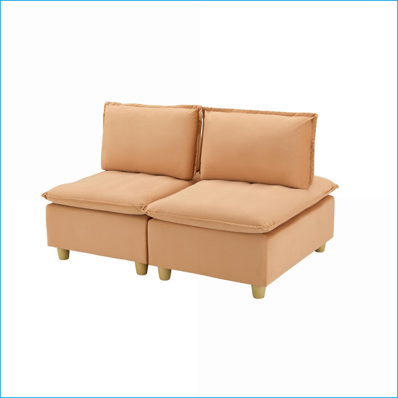 Canapé-lit en flanelle citrouille minimaliste à 2 places 58 pouces pour salon et ampoules Sofas Balcon | Mélange de polyester | Cabriole