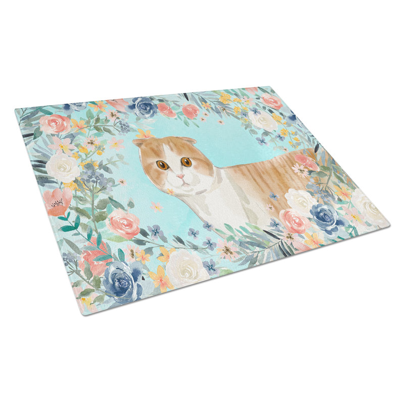 Abyssinian Spring Flowers Glass Cutting Board Large-bo1, Scottish Fold
