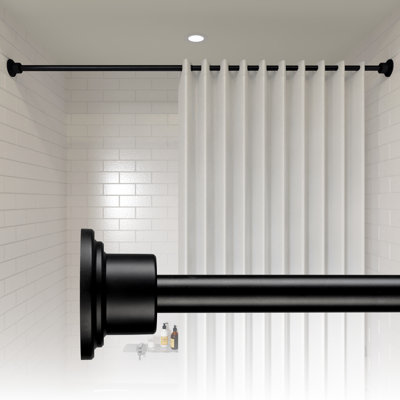 90.5cm Adjustable Straight Tension Shower Curtain Rail with Stick 'n' Lock Adhesive