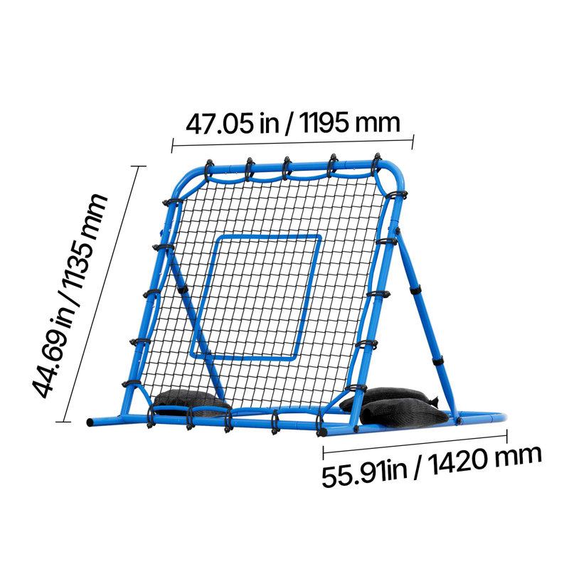Filet de soccer rebondissant, rebondisseur de but de soccer à angle rapide pour le contrôle, la pratique du passage, cadre en fer robuste et filet de polyéthylène, équipement d'entraînement de balle facile à installer pour les adolescents et les adultes, 3,7 x 3,7 pi