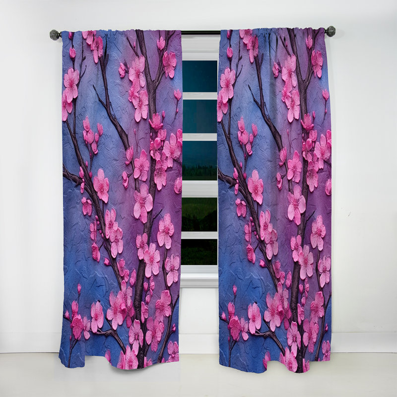 Giana - Rideau obscurcissant floral cerise - 1 panneau, L 52 po x L 63 po