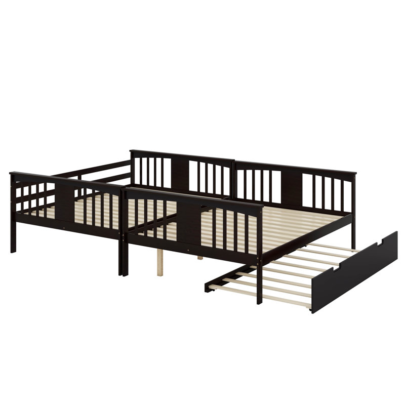 Full Over Full Bunk Bed With Twin Size Trundle And Ladder, Espresso
