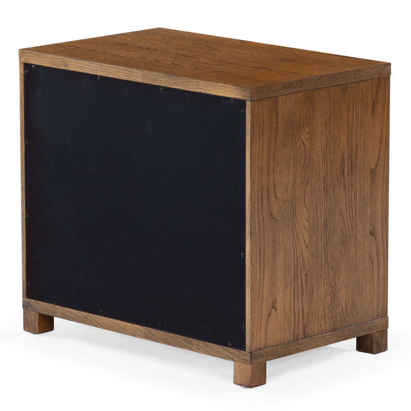 Tobiette 2 Drawer Wood Nightstand, Medium Oak