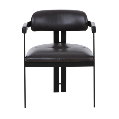 Chaise Anta, dossier en lattes de fer noires, brun