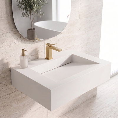 Lavabo de salle de bain mural Pyramid 24 "avec cuve à rampe - blanc