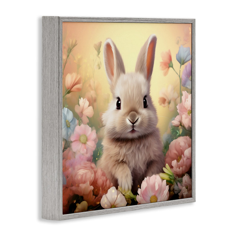 Az-130-Lapin encadré dans un pré par Roozbeh, Estampe numérique Farmhouse, H 24 po x l 24 po x P 1,5 po