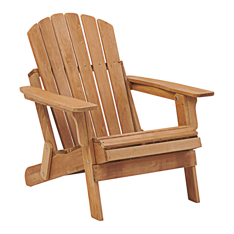 Chaise Adirondack pliante en bois pour l'extérieur, Marron clair