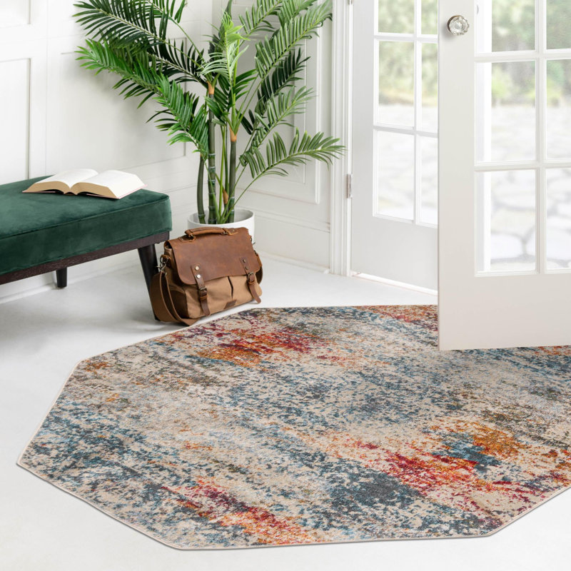 Abstract Indoor Rug, Octagon 8'2"
