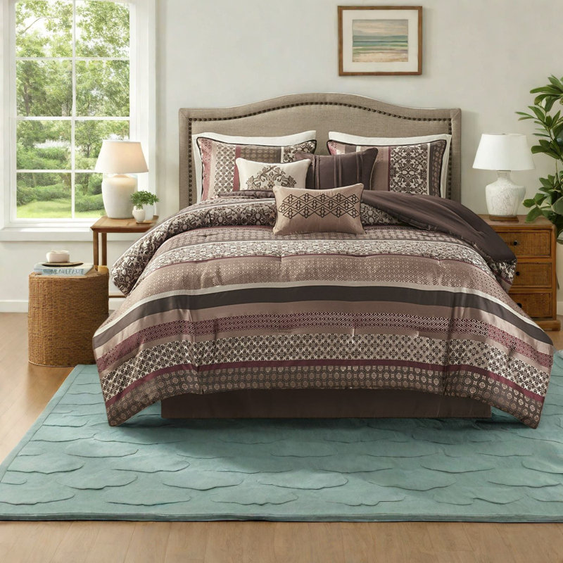 Ensemble de literie en jacquard élégant, polyester confortable, style traditionnel pour la maison