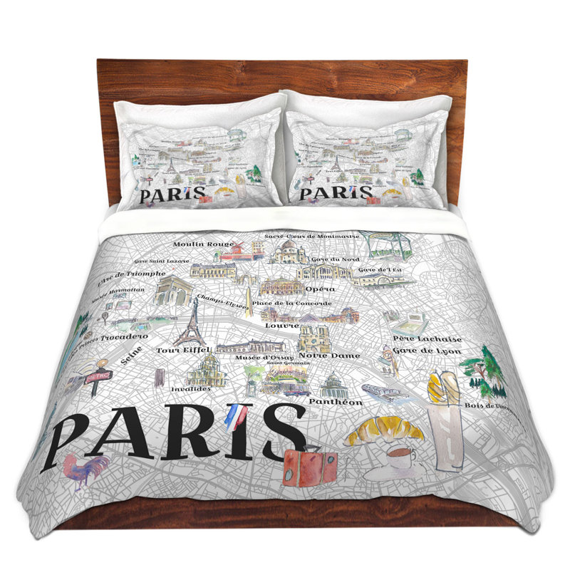 Ensemble de housse de couette DiaNoche en microfibre par Markus Bleichner - Paris Love Map 2