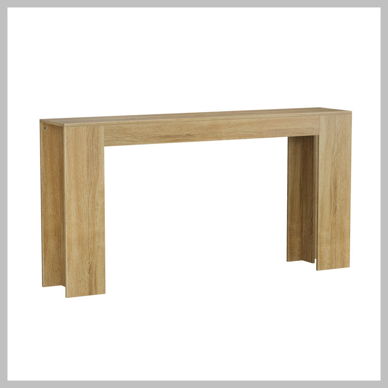 62.99-inch extra-long entryway table, farmhouse sofa table behind the sofa, decorative table for narrow entrances in the living room, hallway, entrance, or foyer, oak-colored console table