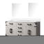 Meuble-lavabo double en chêne blanc 60 po x 22 po - comptoir en quartz, miroirs de 28 po, fermeture en douceur et espace de rangement ouvert à profusion