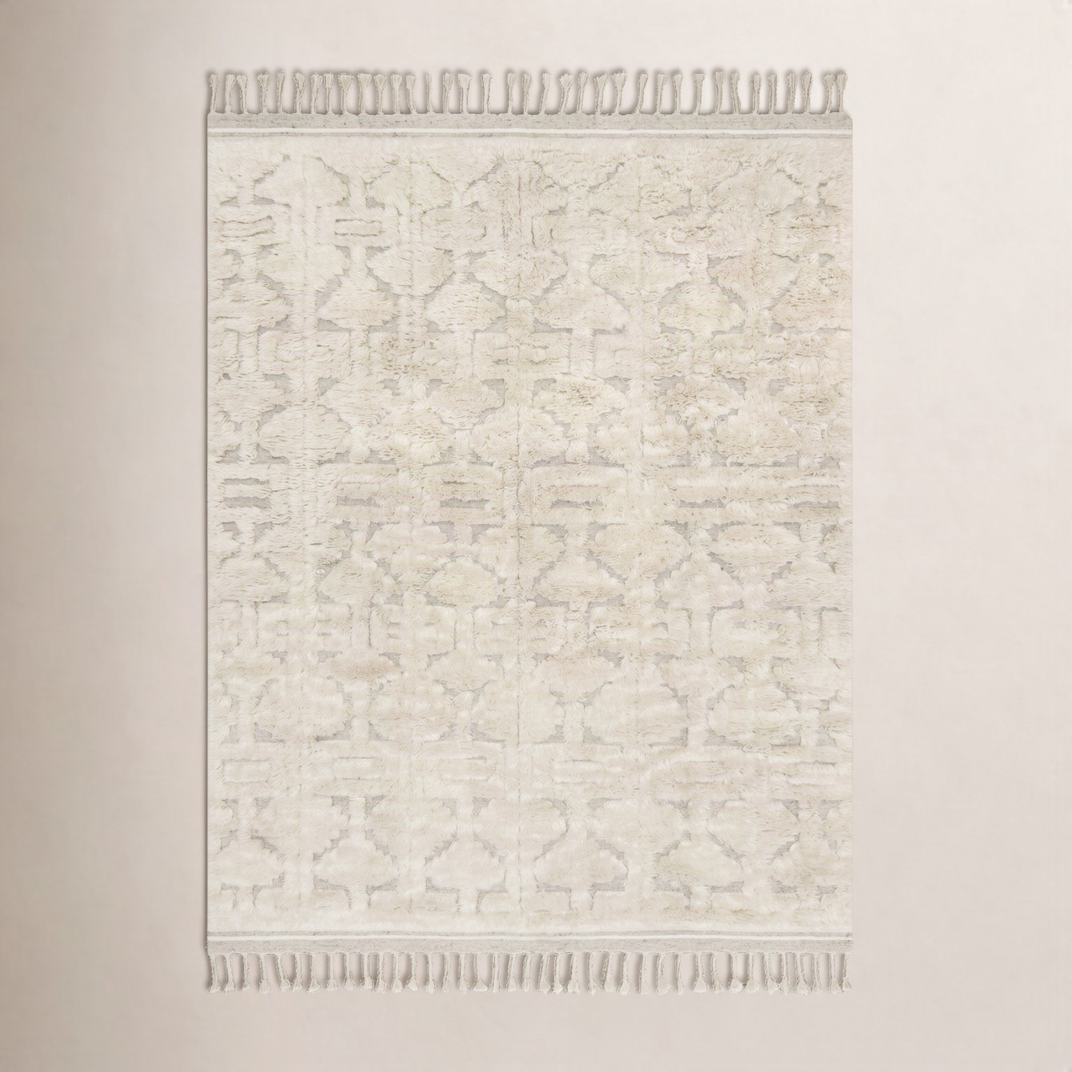 Michaela Beige Hand-Knotted Wool Rug, Rectangle 9'6" x 13'6"
