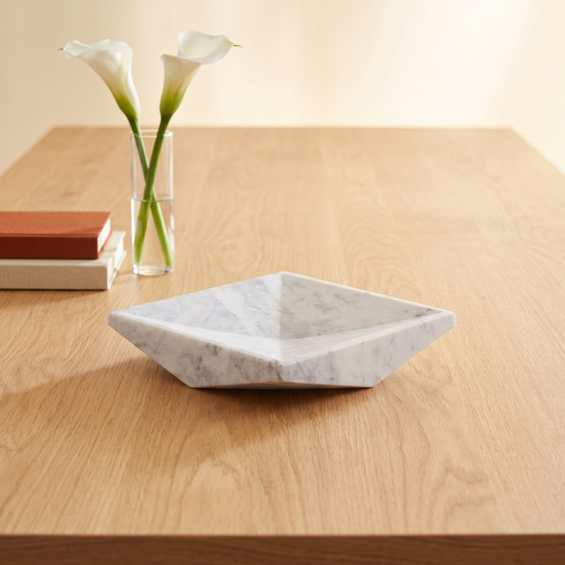 Lucien And Grey Marble Square Geometric Tray, 2.15" H x 10" W x 10" D