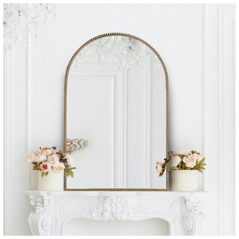 Miroir doré antique avec cadre perlé, 30 po x 20 po