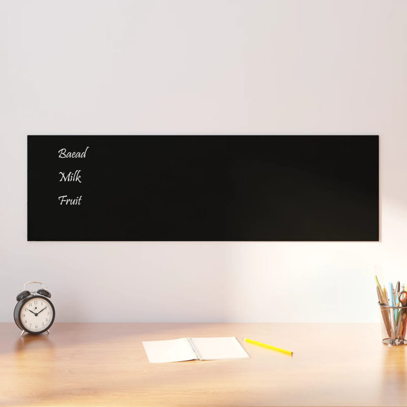 Kitwana Wall Mounted Glass Board, Black, 30cm H x 40cm W x 0.4cm D