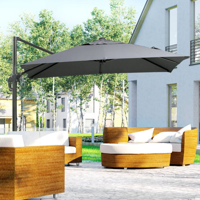 Parasol de patio en porte-à-faux 8FT, parasol extérieur carré avec rotation à 360 °