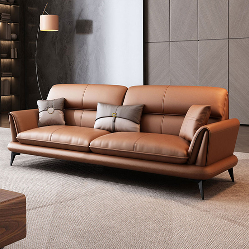 Canapé modulaire 84,65 po en cuir véritable brun