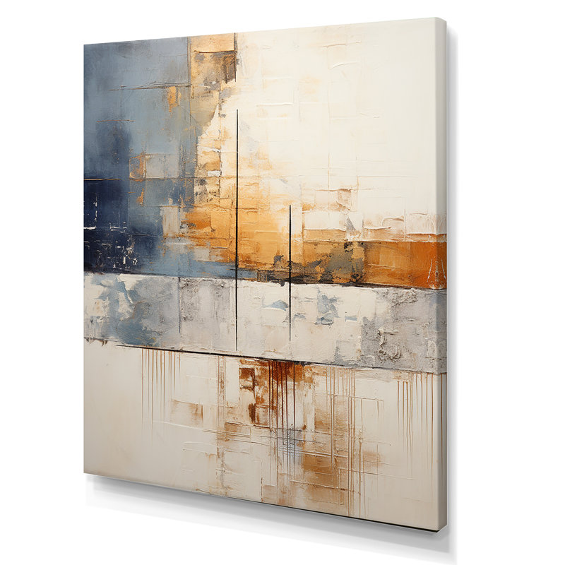 Abstrait collage doré beige sur route I - Collages abstraits, décoration murale, Toile tendue, H 40 po x l 30 po x P 1,5 po