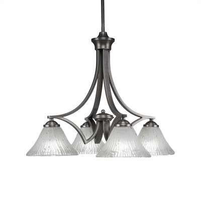 Lustre 4 lumières Zilo présenté en finition graphite avec verre cristal givré de 7 po