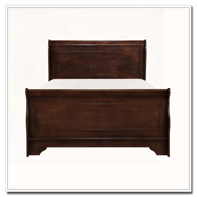 Dark Cherry Finish Wooden Platform Bed