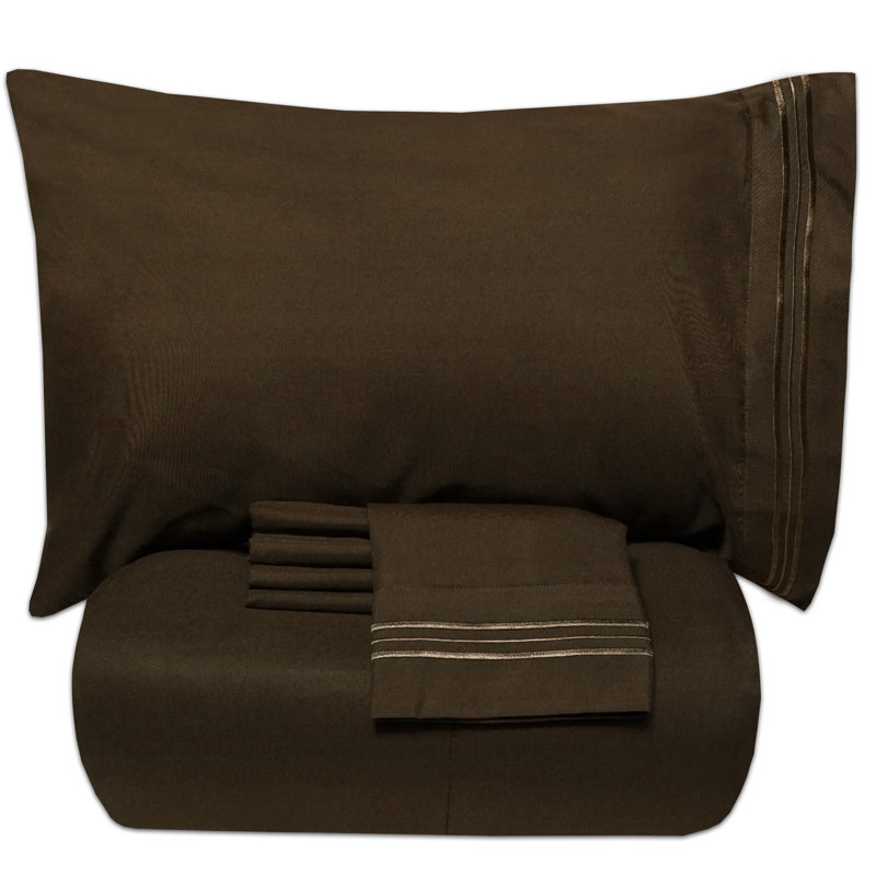 Twin Chocolate Microfiber Down Alternative Bed in a Bag Set