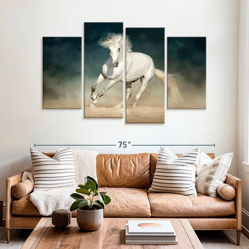Brampt cheval dans la poussière, H 42 po x l 68 po