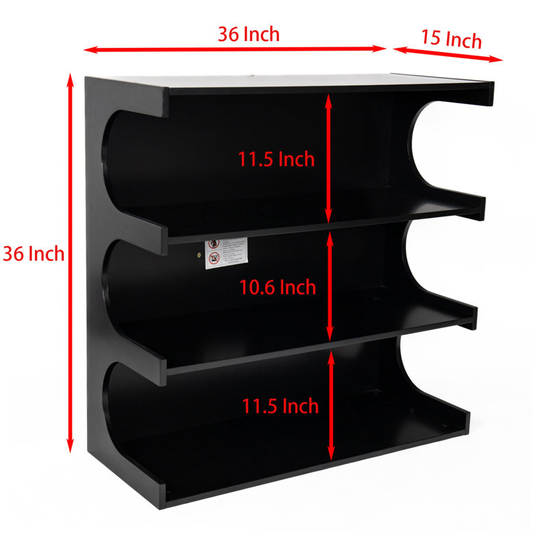 Multifunctional 4-Tier Black Book Shelf & Coffee Table, Black