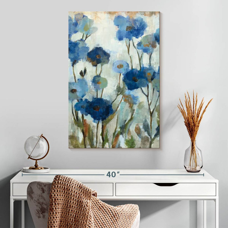 Avery floral abstrait en bleu I, H 30 po x l 20 po