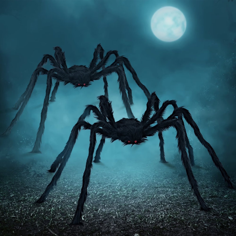 2 Pack 5 Ft. Halloween Black Giant Fake Hairy Spider