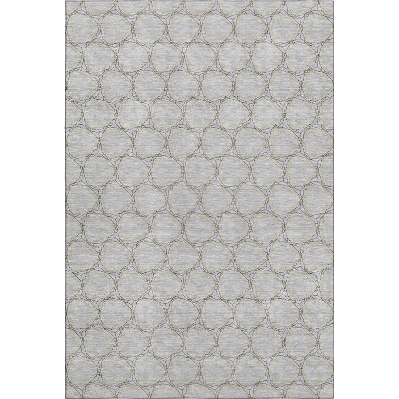 Premium Machine Washable Prisco Gray Rug, Rectangle 2'6" x 3'10"