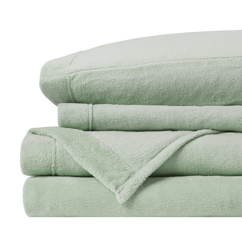 Gracie Mills Dashiell Micro Plush Sheet Set, Full Sheet Set with 2 Pillowcases, Gray
