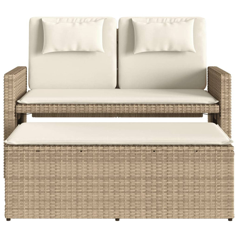 Banc de patio inclinable avec coussins Vidaxl, Crème / blanc / beige